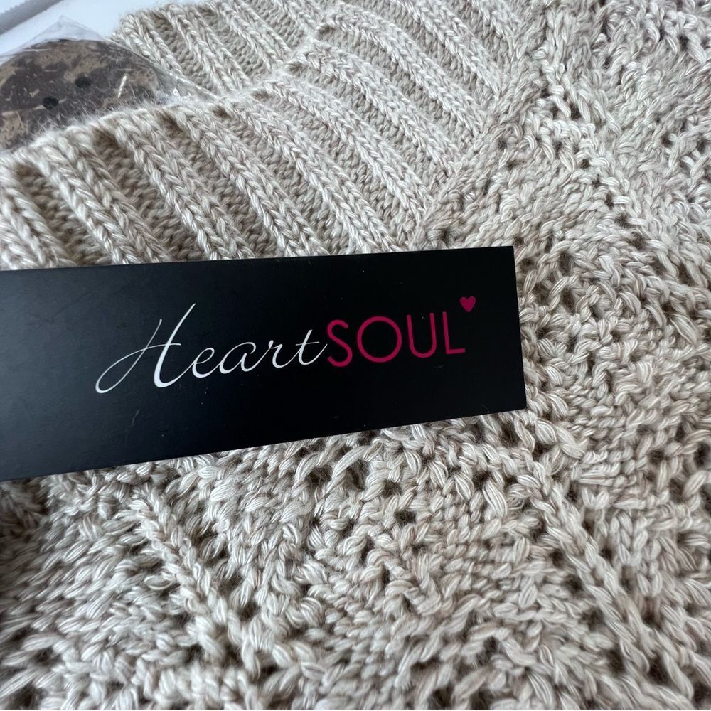 HeartSoul Y2K Knitted Crocheted Cap Sleeve Sand Color Button Sweater Dress SZ S - Picture 7 of 13